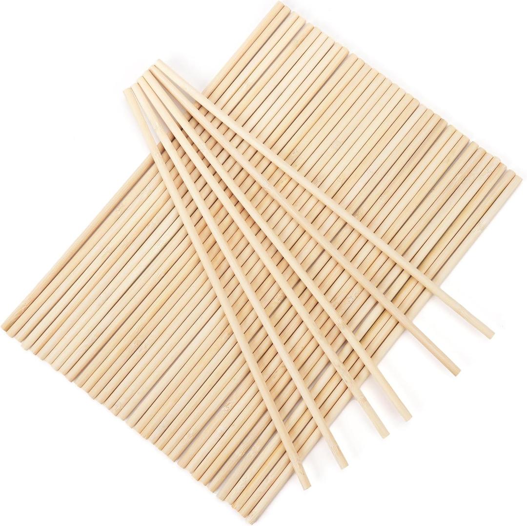 50Pcs Wooden Dowel Rods 1/4 x 12 Inch Wood Sticks for Crafts, Precut Wooden Rod Sticks Natural Wood Dowels for Craft and DIY Projects, Cake Dowels Hardwood Craft Dowel Rods