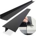 Silicone Stove Counter Gap Cover / Filler by Kindga 25" Long, Sealing Spills Between Kitchen Appliances Washing Machine and Stovetop, Set of 2 (Black)