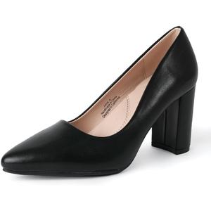 J. Adams Jolie Heels for Women - Closed Pointed Toe Mid Block Heel Classic Pumps (10, Black Vegan Leather)