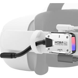 KKCOBVR A2 Link Cable Adapter Compatible with Quest 1/ Quest 2 / Quest Pro/ PICO4 Use with Battey Head Strap Accessories Streaming PC Game