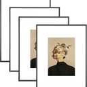 11x14 Picture Frame Set of 4, Matted Black Simple Modern Brushed Thin Aluminum Metal Photo Frame Fits 8x10 with Mat or 11 x 14 without Mat Vertical and Horizontal for Tabletop and Wall Mounting