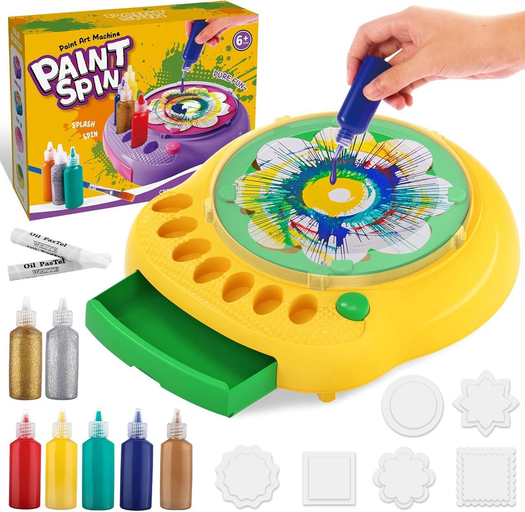 Spin Art Machine for Kids - Paint Spinner Art Craft Kit with 36 Artboards & 7 Colors - Arts and Crafts Painting Set for Boys Girls Ages 4-12, Birthday Easter Gifts for 6 7 8 9 10 Year OldGreen