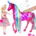 BETTINA My Dreamy Unicorn and Princess Doll Playset, Large Size Unicorn Toys with Magical Rainbow Lights & Realistic Horse Sounds, Ideal Unicorn Gifts Horse Play Set for Girls 3-9