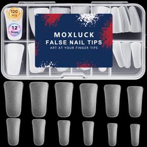7 x Full Cover Duck Nail Tips, Long Duck Acrylic Nails Clear Curved False Nail Tips, Wide French Fake Nails For Extensions Home DIY Nail Tips Art 12 Sizes 120Pcs