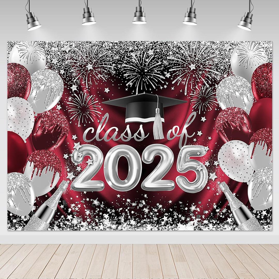 Mocsicka 2025 Graduation Red Silver Backdrop Congrats Grad Graduate Maroon Party Decorations Background Balloon Class of 2025 Photography Backdrops (Maroon, 10x8ft) Mocsicka 2025 Graduation Red Silver Backdrop Congrats Grad Graduate Maroon Party Decorations Background Balloon Class of 2025 Photography Backdrops (Maroon, 10x8ft)