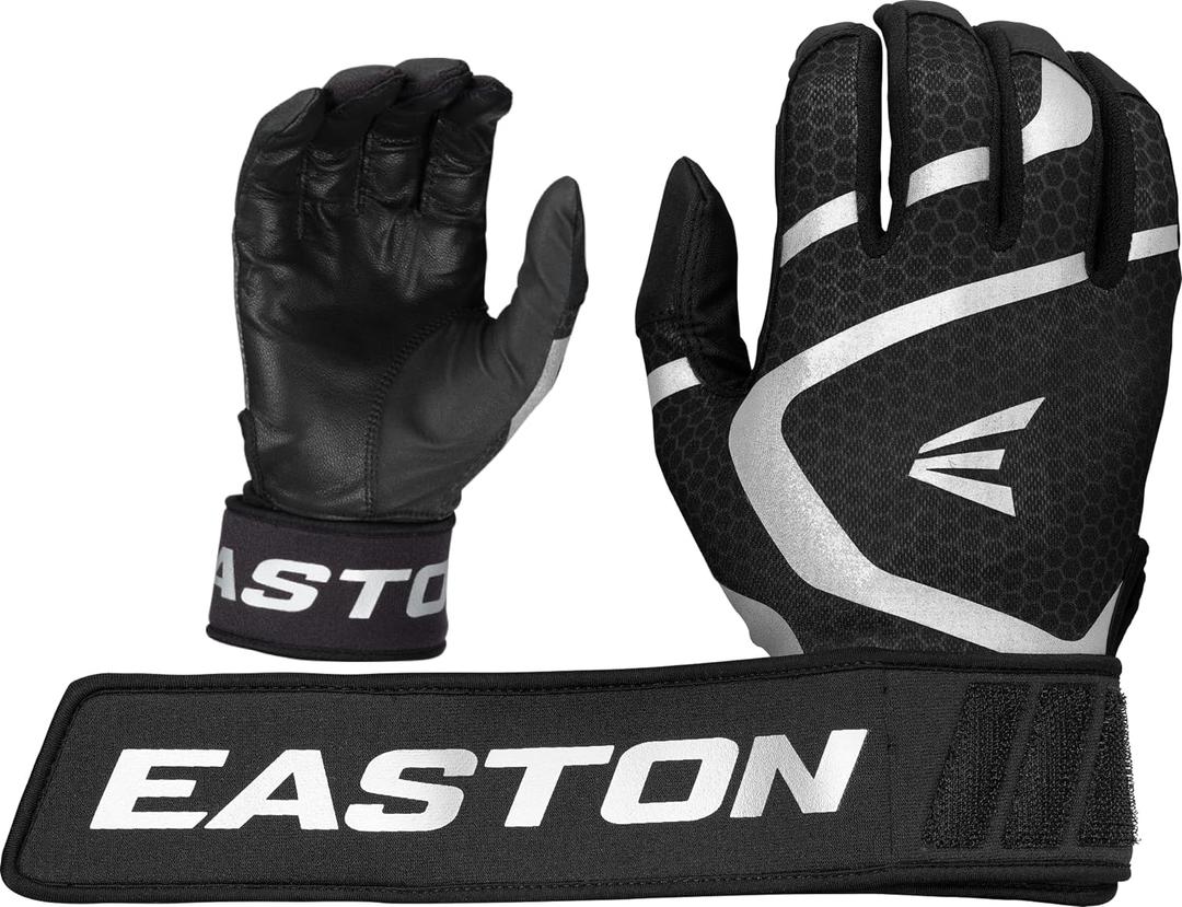 Easton | MAV GT Locked in Baseball Batting Gloves | Neoprene Wrist Strap | Youth (Black)