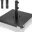 Metal Patio Umbrella Base with Wheels, Max 350lbs Weight Capacity  Patio Umbrella Stand, Heavy Duty Umbrella Stand Outdoor Base for Patio, Deck, Poolside and Lawn