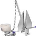 Heavy Duty Boat Anchor Kit, Fluke Style with Chain and Rope Set, Compatible with Pontoon, Deck, Fishing, and Sailboats, Galvanized Steel (13LB)