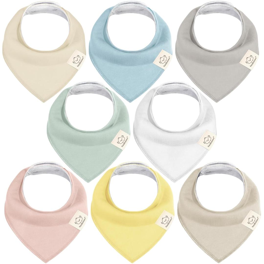 KeaBabies 8-Pack Organic Baby Bandana Bibs for Girls - Super Absorbent Triangle Baby Bibs for Drooling and Teething Infant, 100% Cotton Extra Soft for Newborn, Infant 0-36 Months (Dawn)