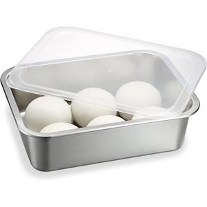 BSTKEY Pizza Dough Proofing Box, Stackable Stainless Steel Food Storage Box Container with Lid, Fits 4-6 Dough Balls, 14.1 x 10.6 Inch Large Capacity Household Pizza Dough Container