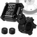 Motorcycle TPMS Wireless Tire Pressure Monitoring System, IP67 Waterproof Dustproof Wireless TPMS for USB Rechargeable with 2 External Sensors Digital LCD Display Two-Wheeled Motorcycle TPMS