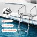 VEVOR Boat Ladder, 3 Steps Stainless Steel Telescoping Folding Swim Deck Ladder for Rear Entry Inboard, 400 lbs Capacity with Wide Non-Slip Steps & Handrails, for Outboards, Yacht, Pontoon Boats