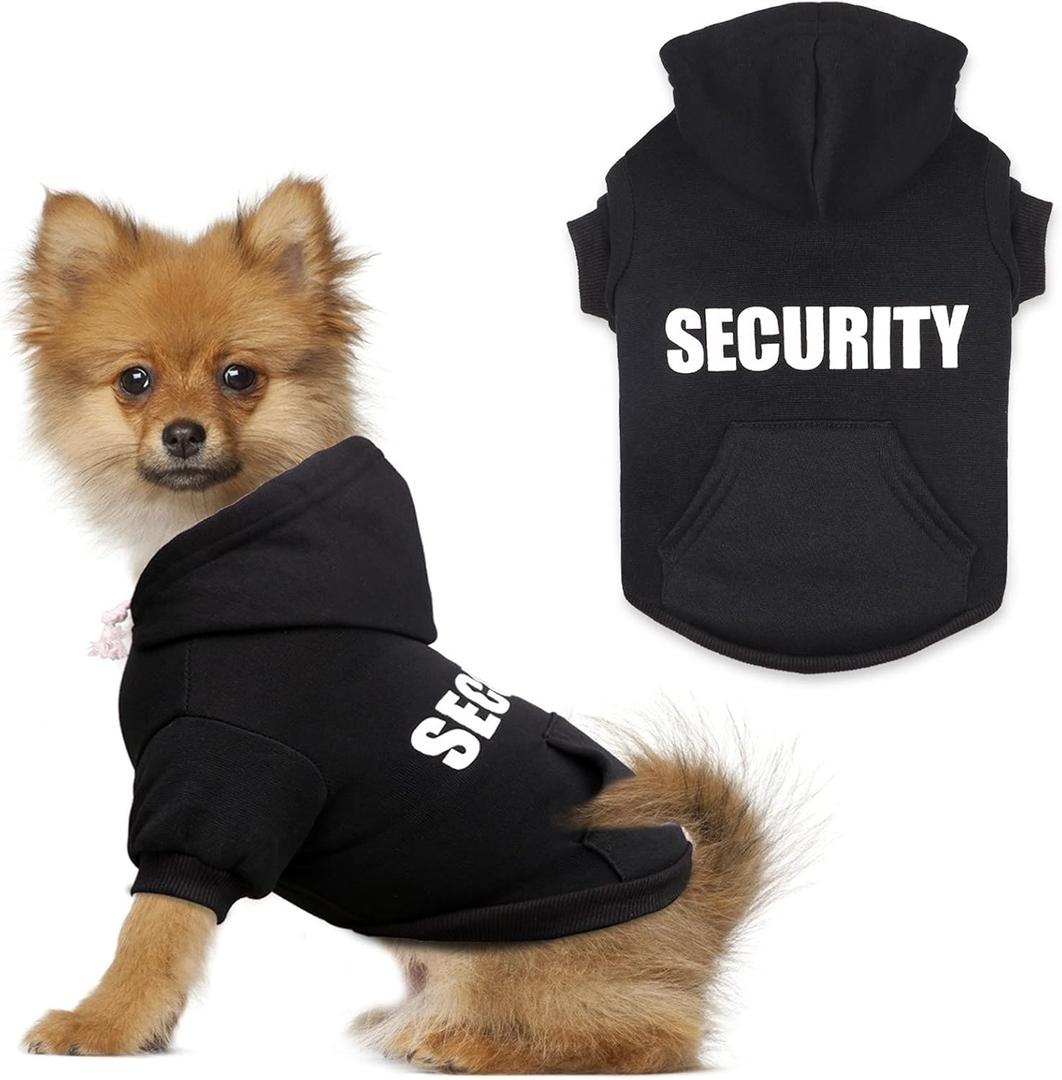 Dog Hoodie Security Dog Sweater Soft Brushed Fleece Clothes Hoodie Sweatshirt with Pocket for Small Medium Large Dogs (Small)