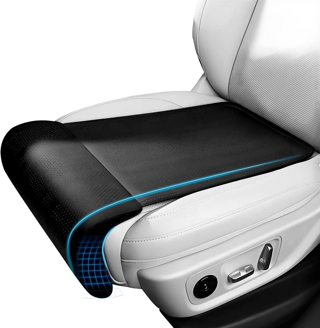 Car Seat Leg Support Cushion, Black Leather Carseat Leg Support, Universal Waterproof Leather Extender Pad for Drivers, Office Chairs, Cars, Buses & Trains