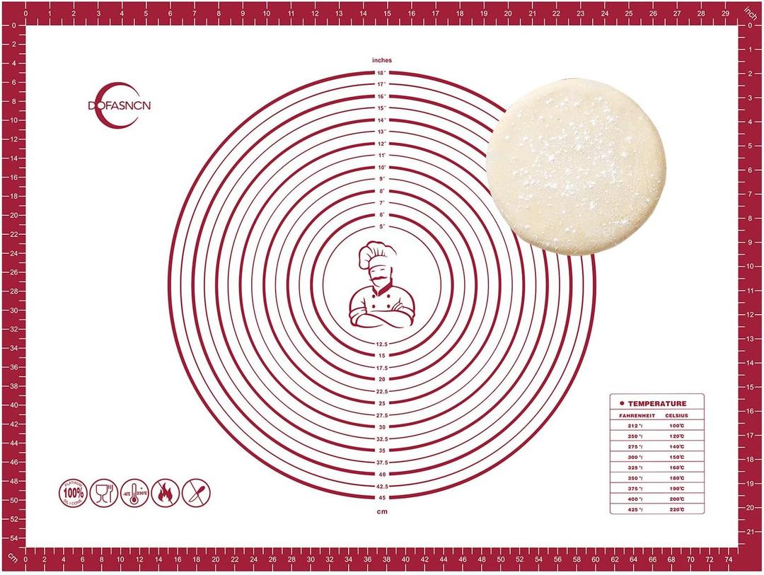 Silicone Pastry Mat Dough Baking Bread Sourdough Fondant Pie Dough Pizza,Silicone Baking Mat Cookie Sheet for Kitchen Counter with Measurements 32x24" Red (31.5"L x 23.6"W)