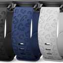 3 Pack 18mm Cheetah Leopard Engraved Silicone Watch Bands Compatible With Garmin Venu 3S/Venu 2S/Vivoactive 4S/Vivomove 3S/Forerunner 255S/Forerunner 265S for Women Men (Black/Navy/Cloudy Grey)