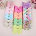 XIMA Glitter Hair Bows for Girls, 24 Piece Set with Alligator Clips, Rainbow Sparkle Hair Accessories