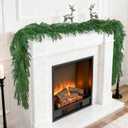 Artificial Norfolk Pine Garlands, Real Touch Winter Pine Garland, Green Artificial Greenery Garland for Mantle, Stairs, Table, Fireplace, Indoor & Outdoor Xmas Decorations(9FT)