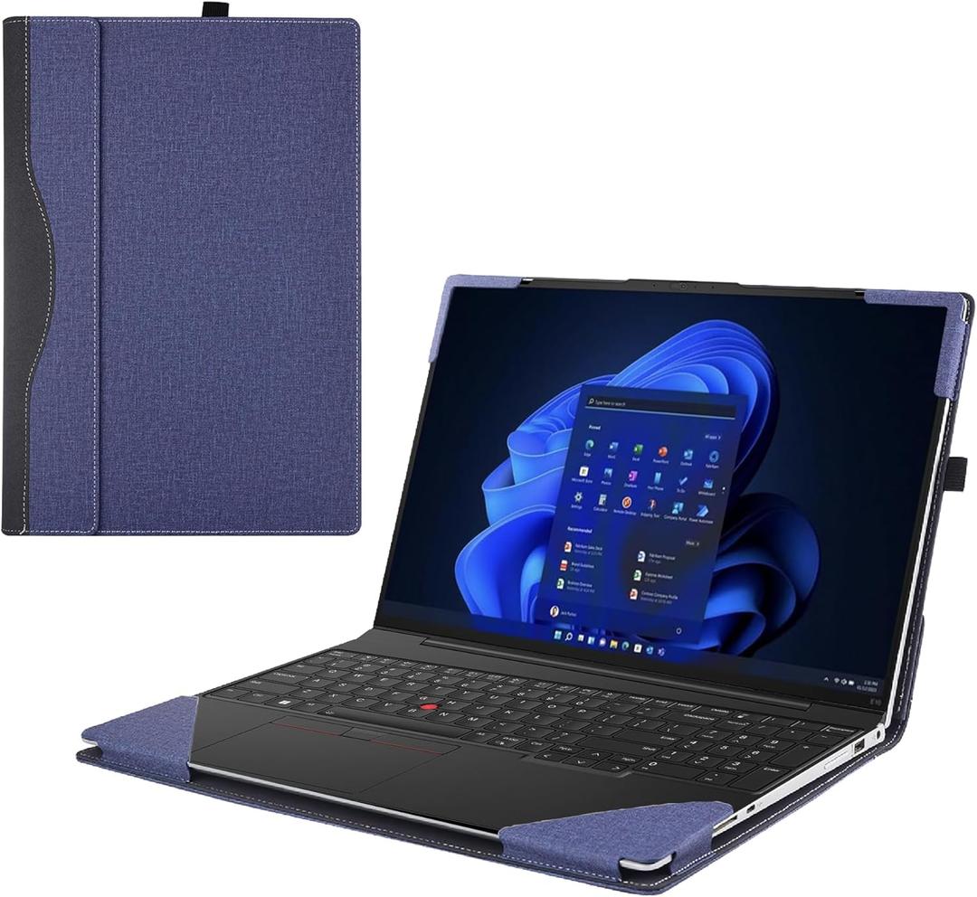Laptop Case Cover for Lenovo ThinkPad E16 Gen 1 2023&ThinkPad E16 Gen2 16 inch [Do Check Model] Notebook Sleeve Computer Bag Protective PU Leather Shell (Blue) (Blue)