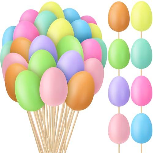 Sanwuta 40 Pcs Easter Egg Picks Pastel Foam Floral Sticks Easter Decorations for Home Vase Filler Floral Arrangement Spring Table Centerpiece Basket Decor DIY Crafts(Lovely Colors)