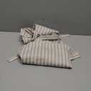 jinchan Tie Top Kitchen Curtains 36 Inch Length Striped Tier Curtains Ticking Stripe Small Drapes for Living Room Bathroom Cafe Small Window Farmhouse Rustic Rod Pocket 2 Panels Taupe Grey