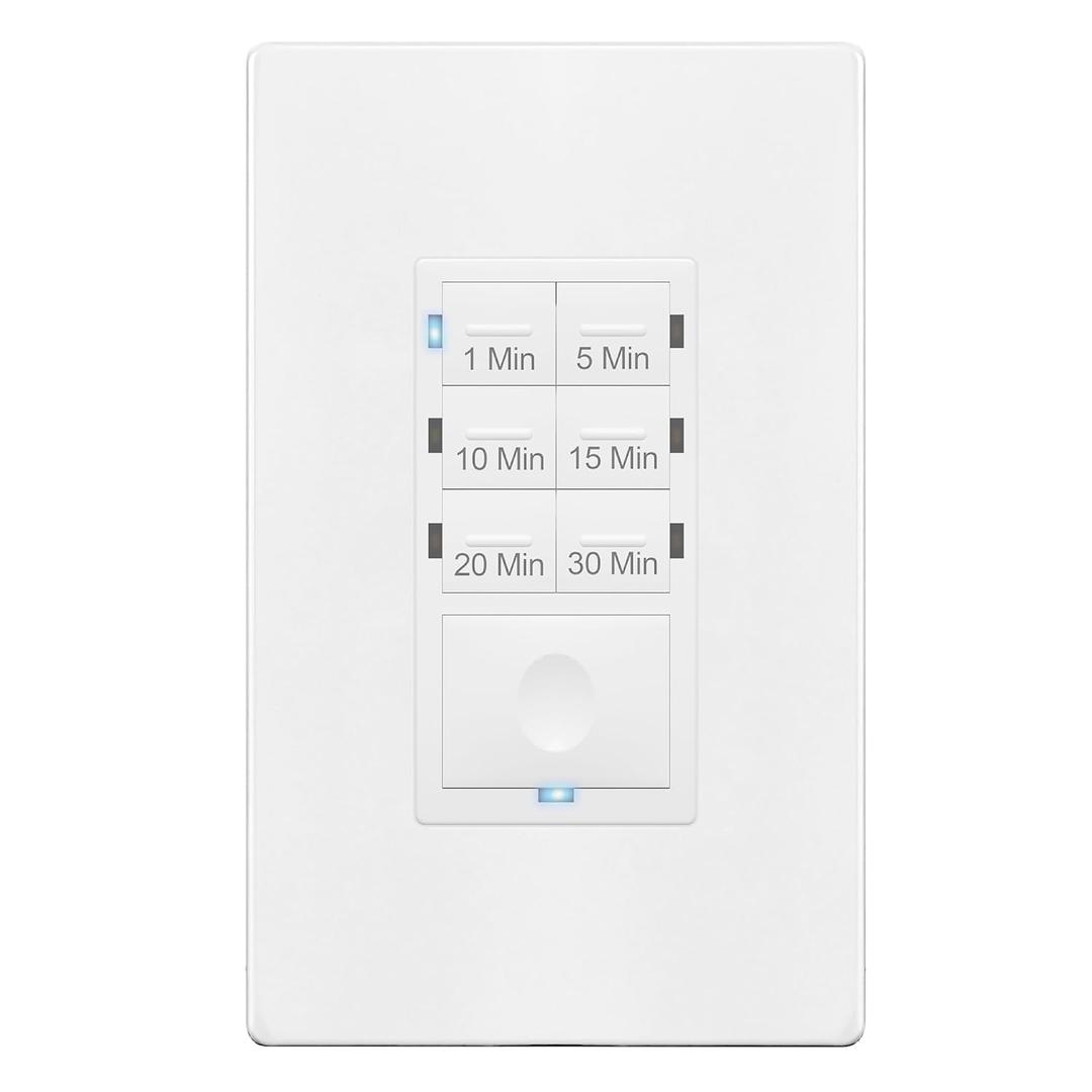 ENERLITES Countdown Timer Switch for Bathroom Fans and Lights, 1-30 Min, Neutral Wire Required, UL Listed, White