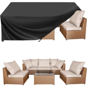 BALEINE Patio Furniture Covers, 10882 Outdoor Furniture Cover Waterproof, Heavy Duty Oxford Patio Table Cover for Outdoor Table, Chair, Sofa, Desk (Black 108"L82"W28"H)