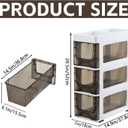 3 Drawer Storage Organizer, Narrow Plastic Storage Drawer Cart with 4 Wheels, 3 Tier Space Saving Storage Tower Box, Narrow Storage Cart for Small Space Bedroom Bathroom Kitchen Pantry Office