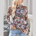 Lace Long Sleeve Floral Mesh Top Mockneck Going Out Tops for Women Trendy Undershirt Fashion Outfits (S)