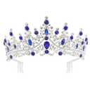 COCIDE Blue Crystal Tiaras and Crowns for Women Princess Queen Crowns for Women Rhinestone Tiaras for Girls Bride Wedding Hair Accessories for Bridal Birthday Party Prom Halloween Cosplay Christmas (T8,Silver+Blue)