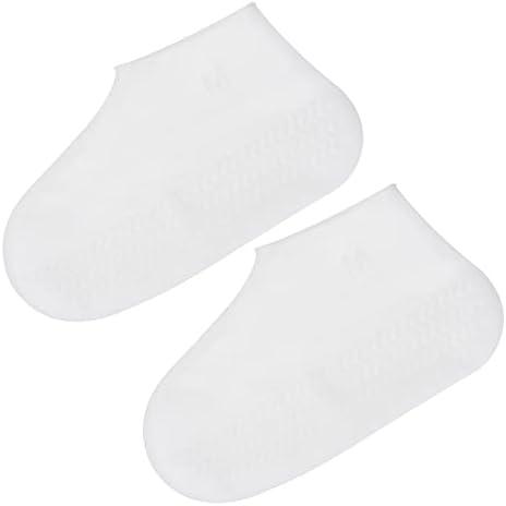 PATIKIL M Foldable Waterproof Silicone Shoe Cover, Reusable Non-Slip Overshoes Rain Shoes Covers Protectors Galoshes for Outdoor Rain Snow, White 1 Pair