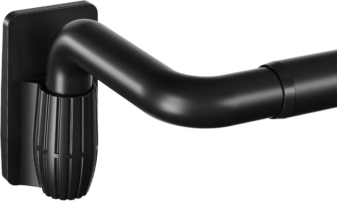 Wrap Around Curtain Rod Black, Adjustable Blackout Curtain Rods for Windows 48 to 84 Inch, 1" Heavy Duty Room Darkening Drapery Rod, Easy Install and Removal