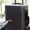 25-inch Aluminum Checked Luggage: Silver - Full Metal Shell - Crush-Resistant & Burst-Proof, TSA Lock & Spinner Wheels for Business Travel - Men Women, Black