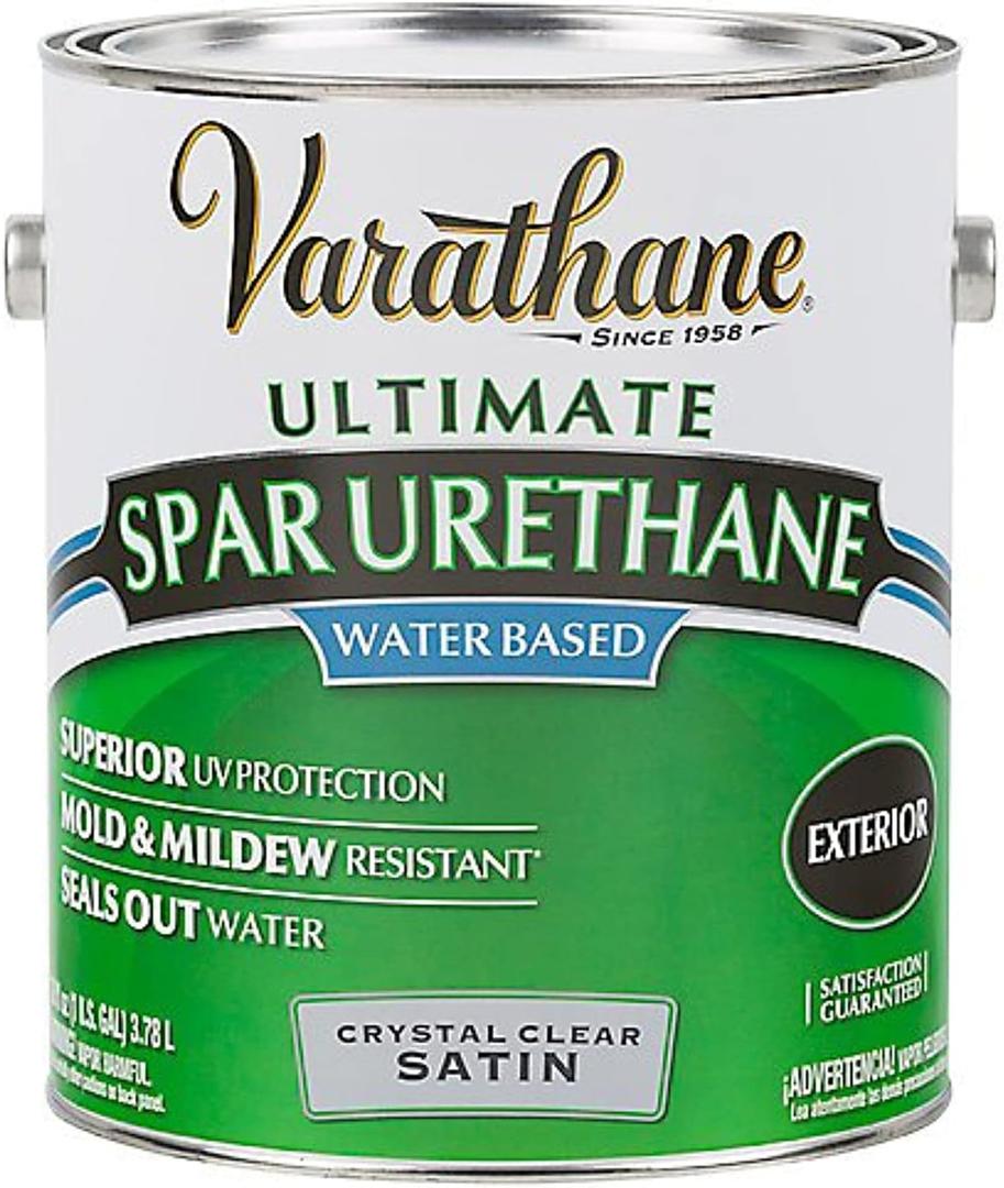 RUST-OLEUM 1 gal Brands 250231 Clear Varathane, Diamond Water-Based Spar Urethane, Satin, 1-Gallon