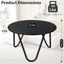 Round Coffee Table Black Wooden Coffee Tables for Living Room Mid-Century Modern Center Table Wood Grain Desktop and Metal Legs Easy to Assemble, 23.6 x 13.7 inches