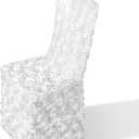 Moukeren 1 Pcs White Rosette Throne Chair Cover Satin Rosette Stretch Banquet Spandex Fitted Chair Cover for Wedding Party Banquet Catering