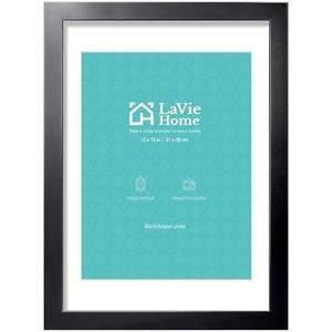 LaVie Home 12x15 Picture Frame Black Poster Frame, Display Pictures 8.5x11 with Mat or 12x15 Without Mat, Stable and Sturdy Frame and Polished Plexiglass, Horizontal and Vertical Format of The Walls