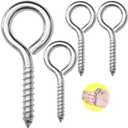 4Pcs Self Tapping Eyelet Screw Eye Bolt4 Inch Heavy Duty Screw Eyes Hooks M8 Wooden Large Screw Eye HookLoad Capacity 500 Lbs for Hammock YogaHeavy Indoor Outdoor Uses (4, M8-4 INCH)