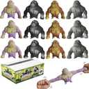 ArtCreativity 12 PK Full-Size Stretchy Gorilla Toys - Squishy Monkey Gorilla Fidget Toys in 4 Colors - 5"x4.25" - Arms Extend Up to 3 Feet - Animal Sensory Fidget Party Favors for Kids