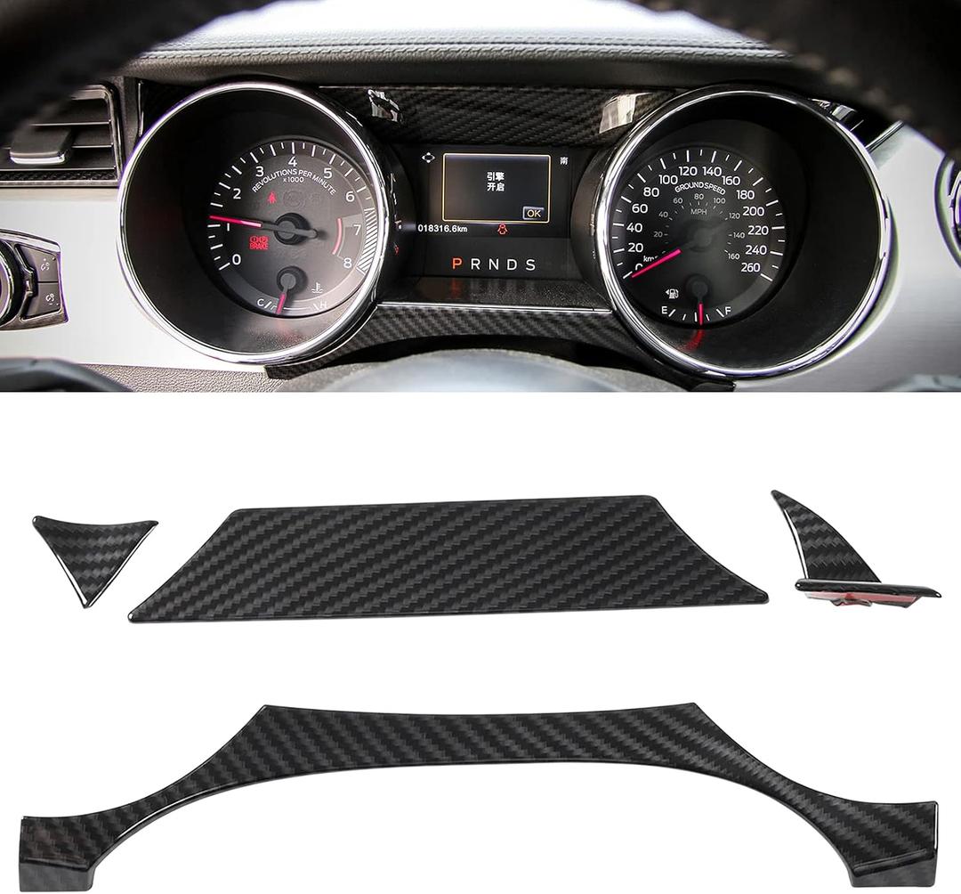 RT-TCZ Carbon Fiber Dashboard Instrument Panel Trim Frame Cover Interior Accessories for Ford Mustang 2015-2018