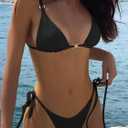 Women's Sexy Bikini Sets for Women Triangle Spaghetti Strap Thong Bathing Suits 2 Piece Textured Swimsuit Swimwear (Blue, M)