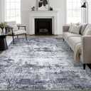 6x9 Area Rug Living Room Rug: Washable Modern Abstract Soft Thin Rug Indoor Floor No Slip Stain Resistant Carpet for Bedroom Dining Room Farmhouse Nursery Home Office - Grey