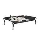 Veehoo Cooling Elevated Dog Bed, Raised Pet Cot with Guardrail & Slope Headrest, Durable & Breathable Teslin Mesh, Non-Slip Feet, Washable Dog Sofa Bed for Indoor & Outdoor, Large 47" x 32", Black