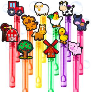 Farm Party Favors for Kids – 24PCS Barn-Themed Bubble Wands, Great for Birthday Supplies, Pinata Fillers, Goodie Bags & Classroom Rewards
