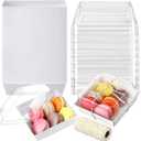 Ctosree 100 Pcs Paper Charcuterie Boxes with Clear Lids 4.5 Inches Disposable Cake Square Dessert Container Bakery Boxes Bundle with Rope for Food Cake Slice Cookie Sandwich Dessert(White)