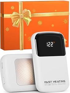 Hotdot Hand Warmers Rechargeable 2 Pack, 3 Heat Levels (104121F), Real-Time Temp & Battery Display, Electric Hand Warmers, Fast Heating, Fits in Gloves/Pocket, Gifts for Women & Men