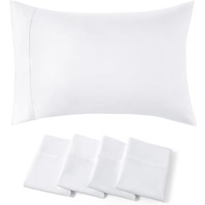 Queen Pillow Cases Set of 4 - White Brushed Microfiber Pillowcases 4 Pack, Super Soft Pillowcase, Pillow Case Covers with Envelope Closure, Wrinkle, Fade and Stain Resistant