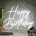 Happy Birthday Neon Sign For Birthday Decoration Neon Light LED Sign Light Up Sign Neon Sign for Birthday Party Decor Dimmable LED Neon Light Gift 15.7"13" (HB-white)