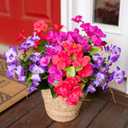 Hoppwodd Hibiscus Artificial Flowers for Outdoors Spring Decoration, 6 Bundles Faux Silk Flowers UV Resistant Look Real Artificial Tropical Flower Fake Plants for Outside Planter Porch Patio, Mix