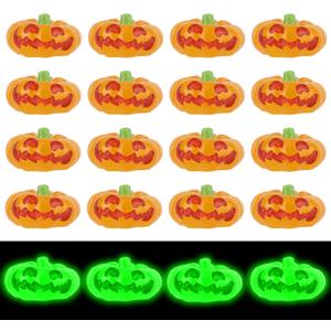 20pcs Glow in The Dark Mini Resin Pumpkins, Luminous Tiny Illuminated Pumpkins Plastic Foam Halloween Miniatures Small Figures for DIY Crafts Table Party Fish Tank Figurines Trinkets Decor